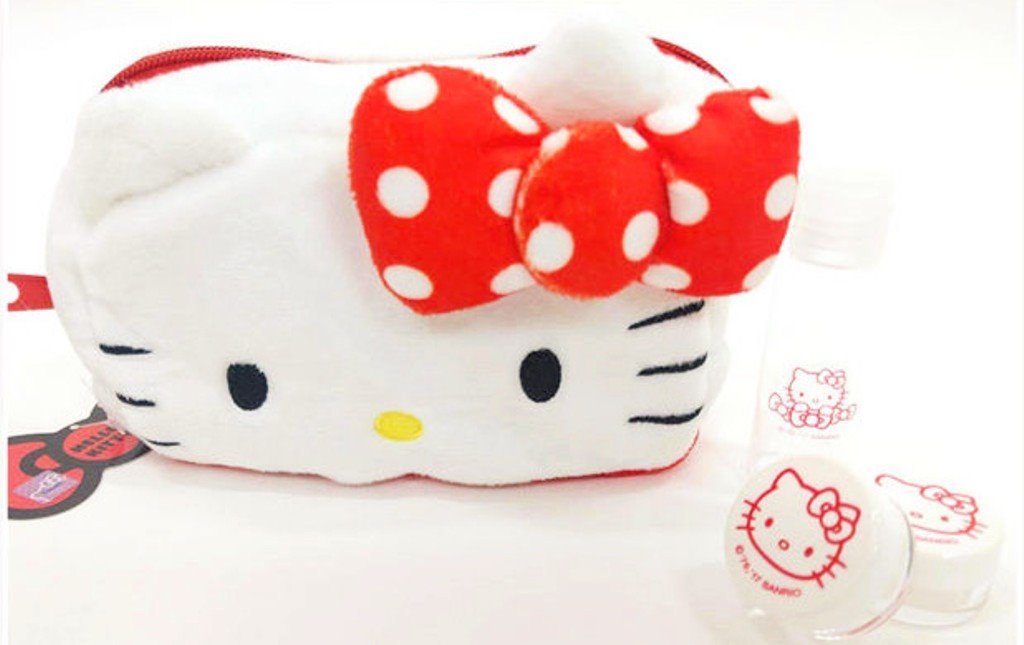 台灣製  三麗鷗系列 Hello Kitty凱蒂貓 . 雙子星絨毛化妝包旅行組~ KT粉色 / KT紅色 / 雙子星