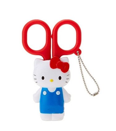 三麗鷗系列 Hello Kitty凱蒂貓  附可愛立體造型蓋安全剪刀.迷你.紅.站姿   4901610321874