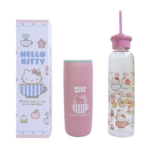 三麗鷗系列 Hello Kitty 凱蒂貓  附布套玻璃水壺.耐熱玻璃水瓶  500 ml 