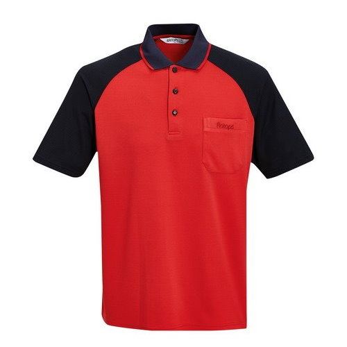 瑞多仕 DB8826 Coolmax+隔濕紗 男素色POLO 聖誕紅色/黑色   戶外休閒