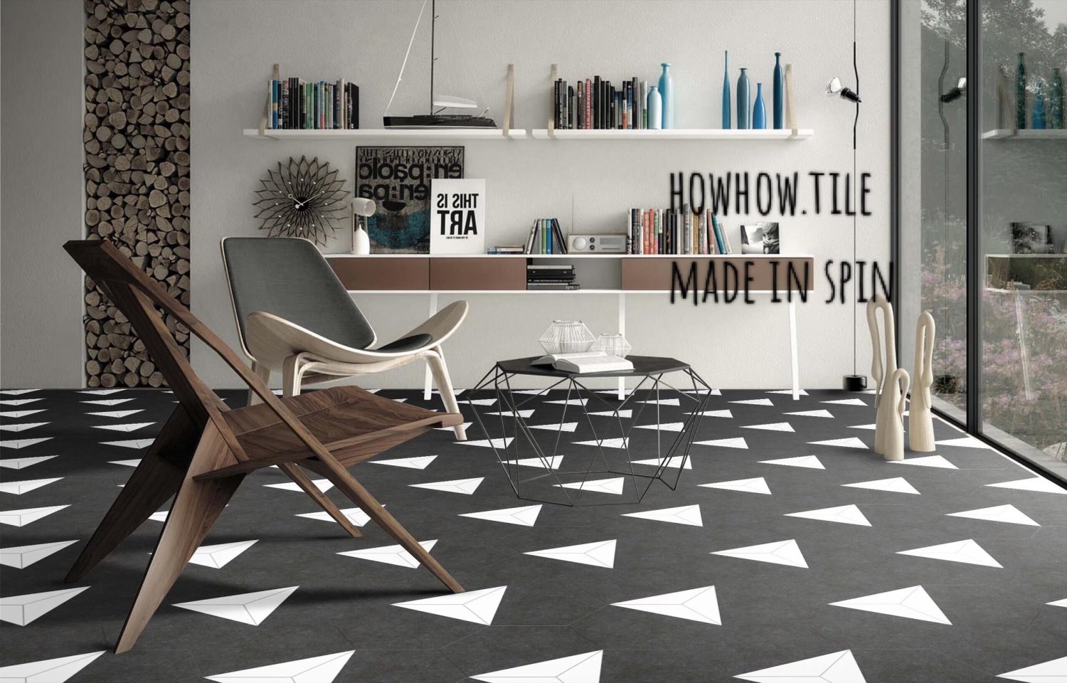 西班牙-黑白六角磚21.5*25cm*YJ246庫