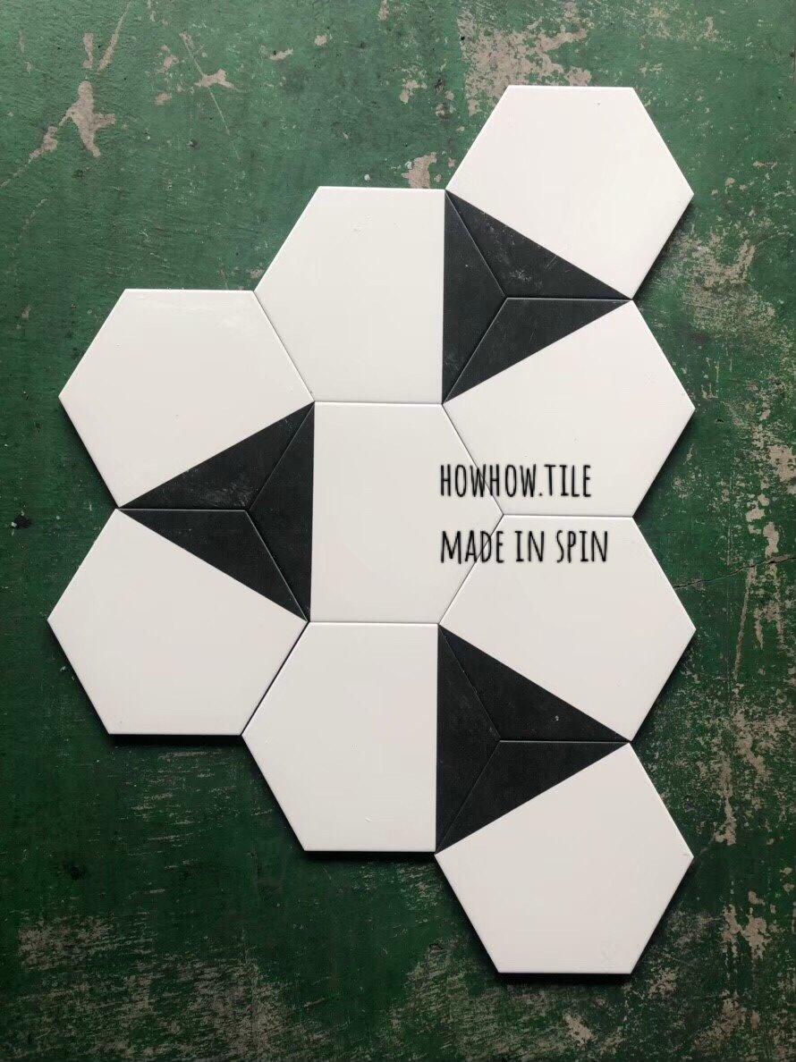 西班牙-黑白六角磚21.5*25cm*YJ246庫