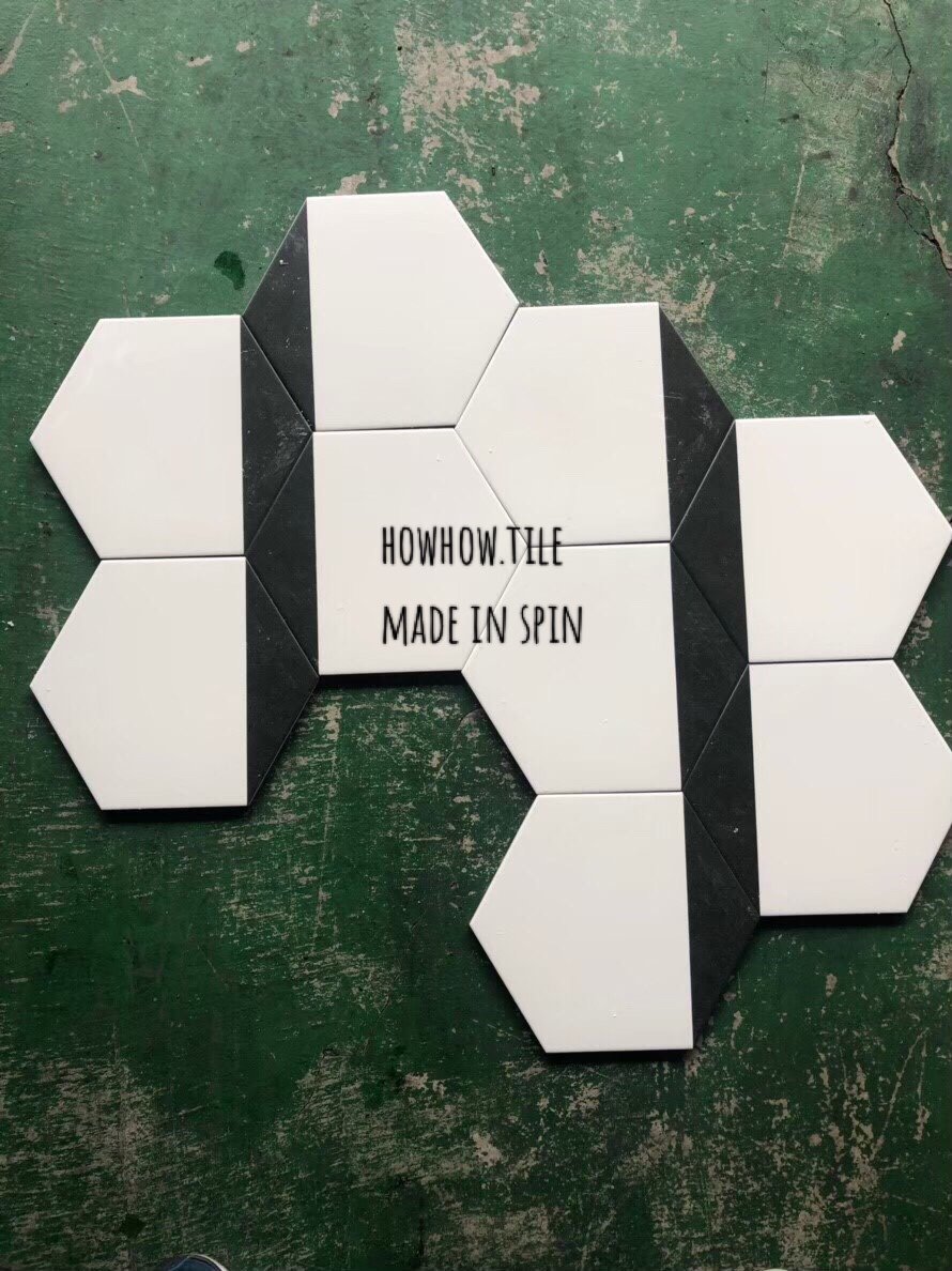 西班牙-黑白六角磚21.5*25cm*YJ246庫