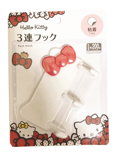 三麗鷗系列  Hello Kitty 凱蒂貓 KT28680 造型塑膠三連貼式掛勾 4573135582926