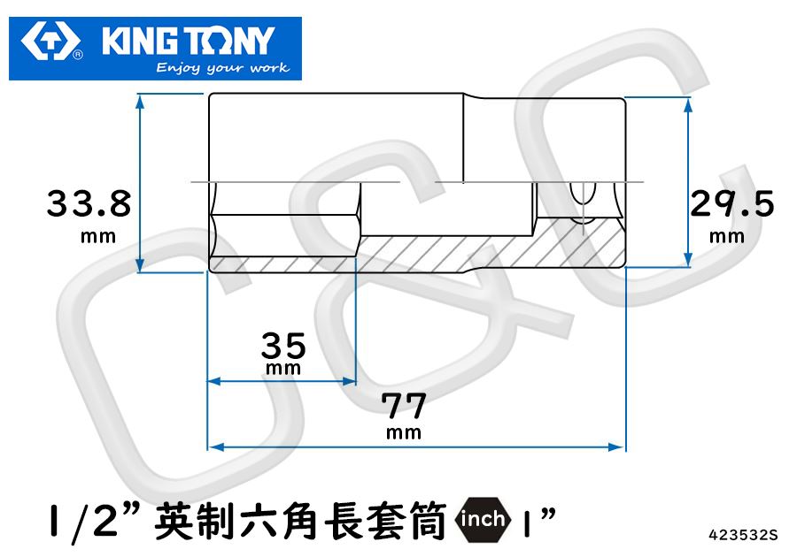 KING TONY 1/2”英制1”六角長套筒