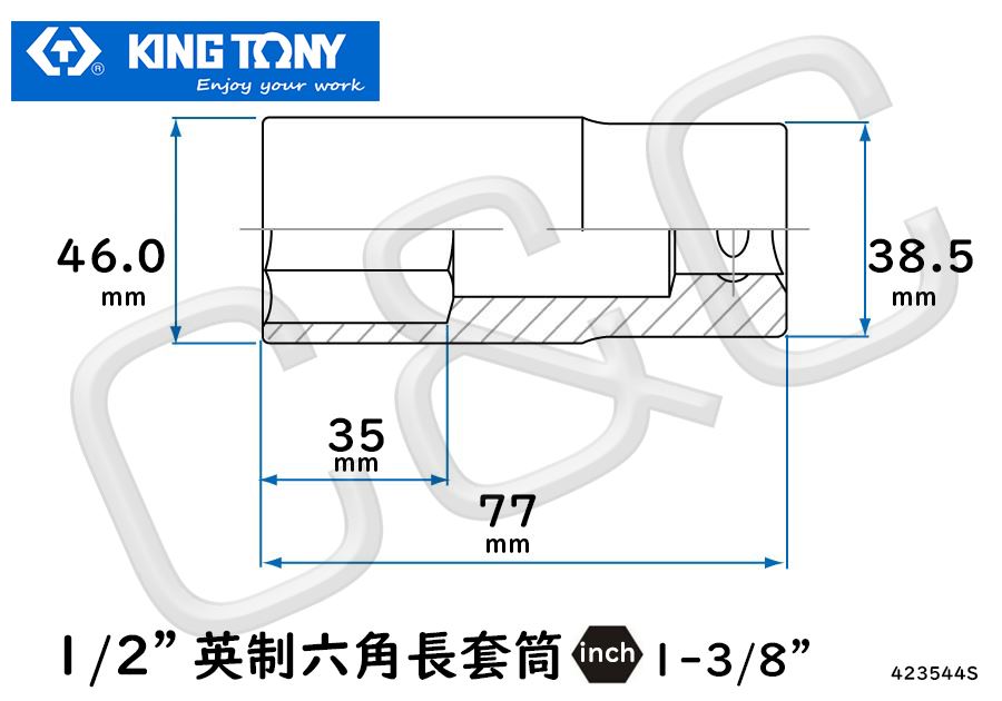 KING TONY 1/2”英制1-3/8”六角長套筒