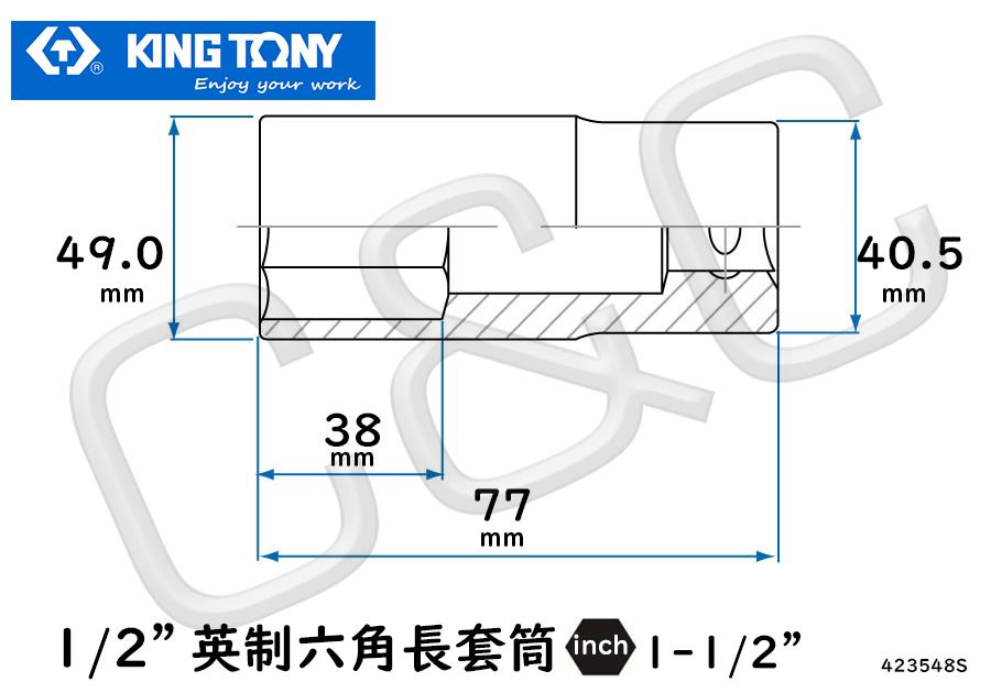 KING TONY 1/2”英制1-1/2”六角長套筒