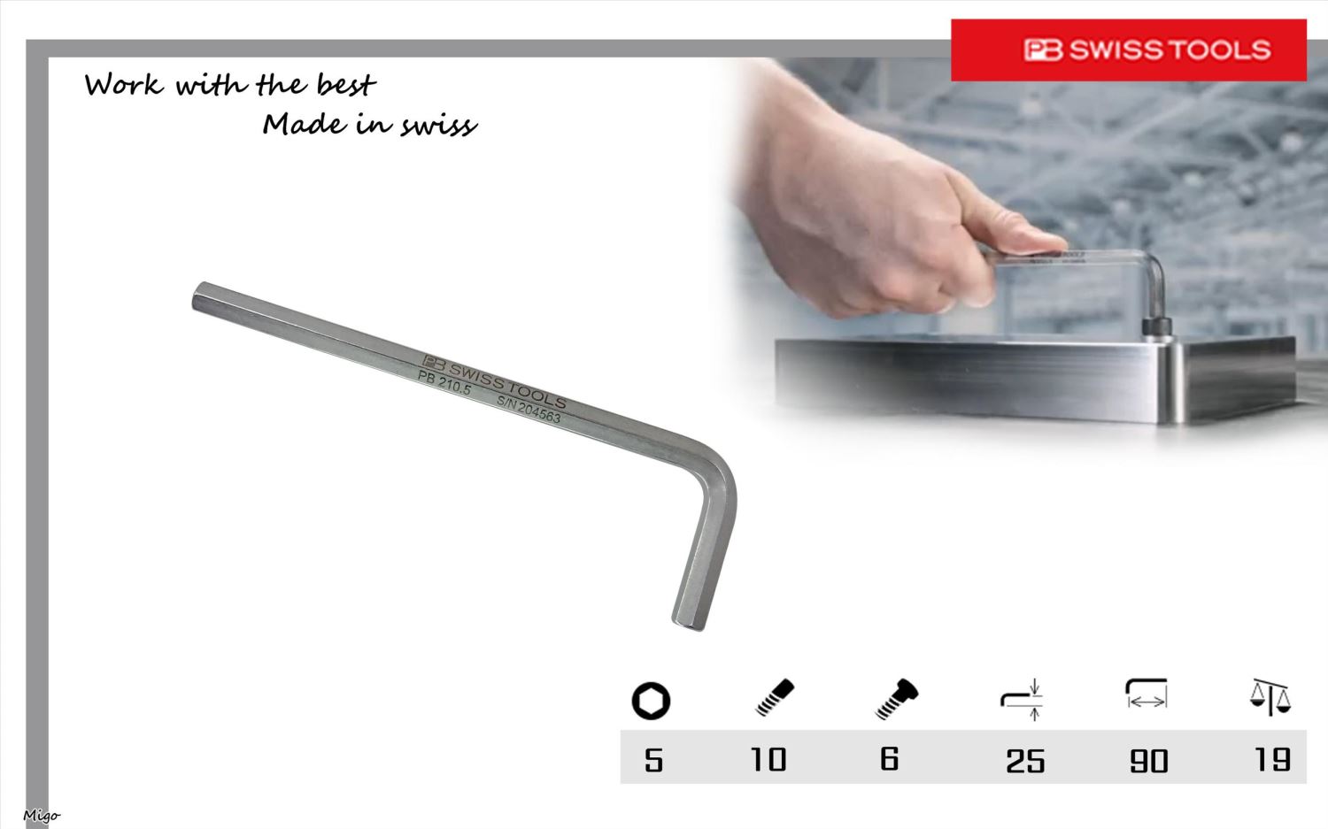 PB 210 5(公制:5mm)內六角扳手