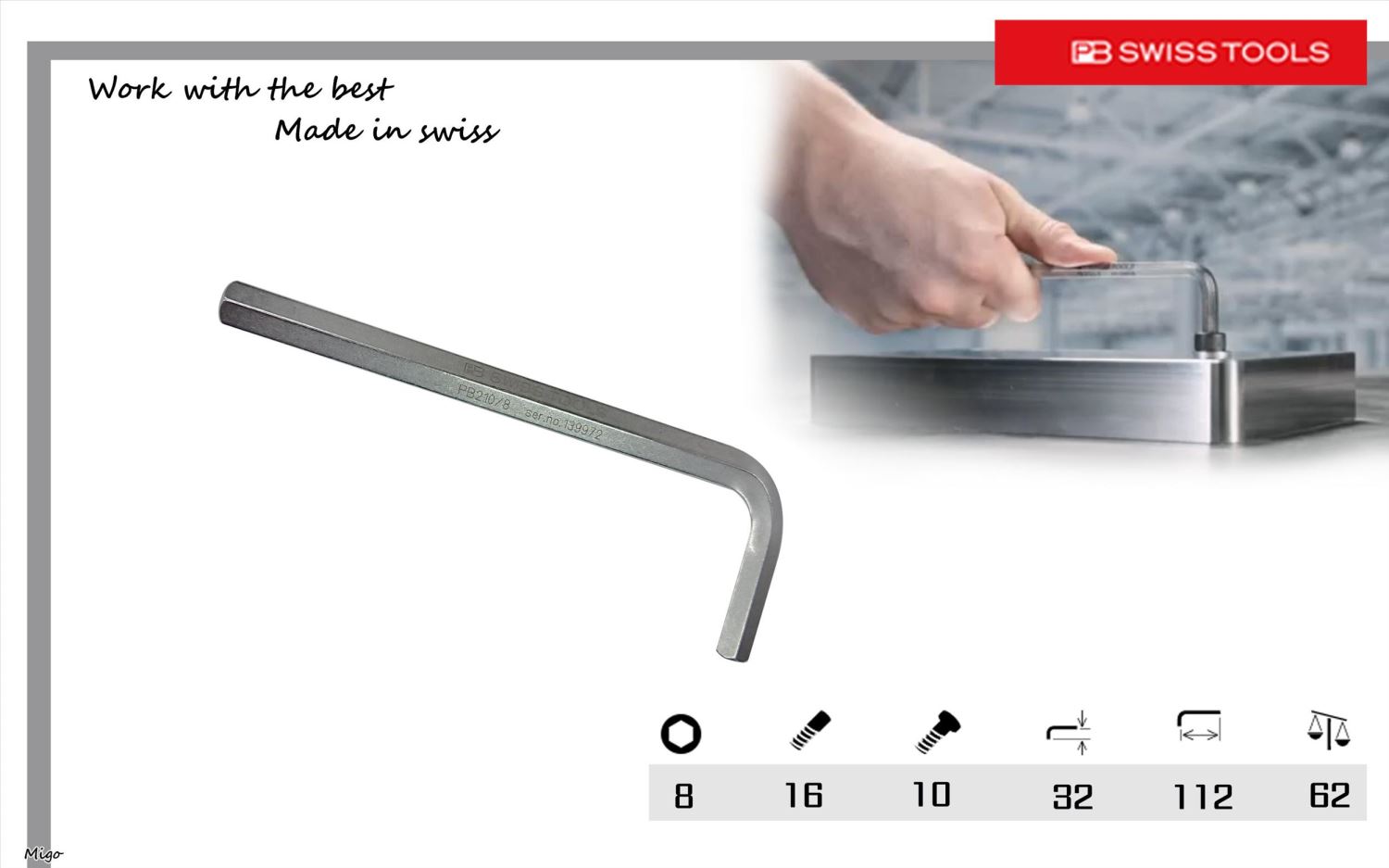PB 210 8(公制:8mm)內六角扳手