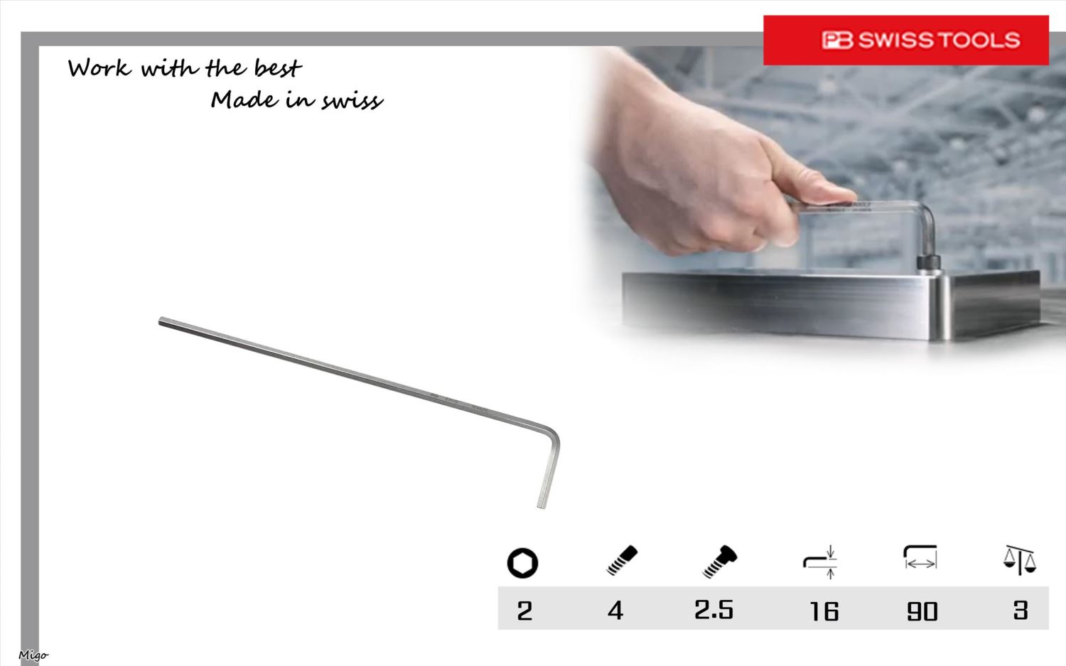 PB 211 2(公制:2mm)內六角扳手