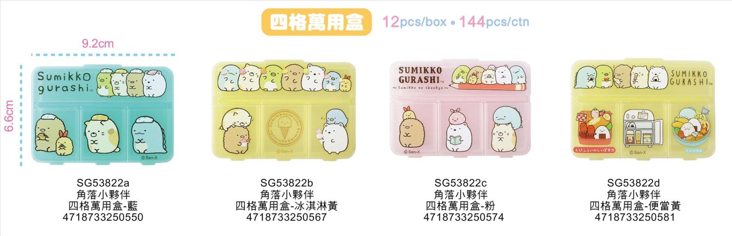 SG53822a  藍色 4718733250550  / SG53822b 冰淇淋黃 4718733250567 /  SG53822c  粉色  4718733250574  /  SG53822d 便當黃4718733250581