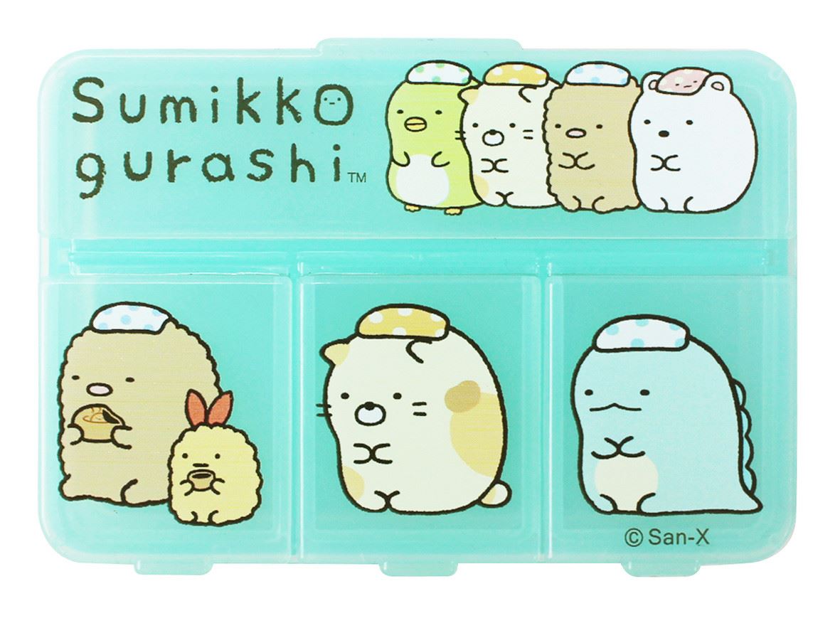 台灣製   敦景Sumikko Gurashi角落生物-小夥伴 多功能4格萬用盒 -  SG53822a藍  . SG53822b冰淇淋黃  . SG53822c粉 . SG53822d 便當黃