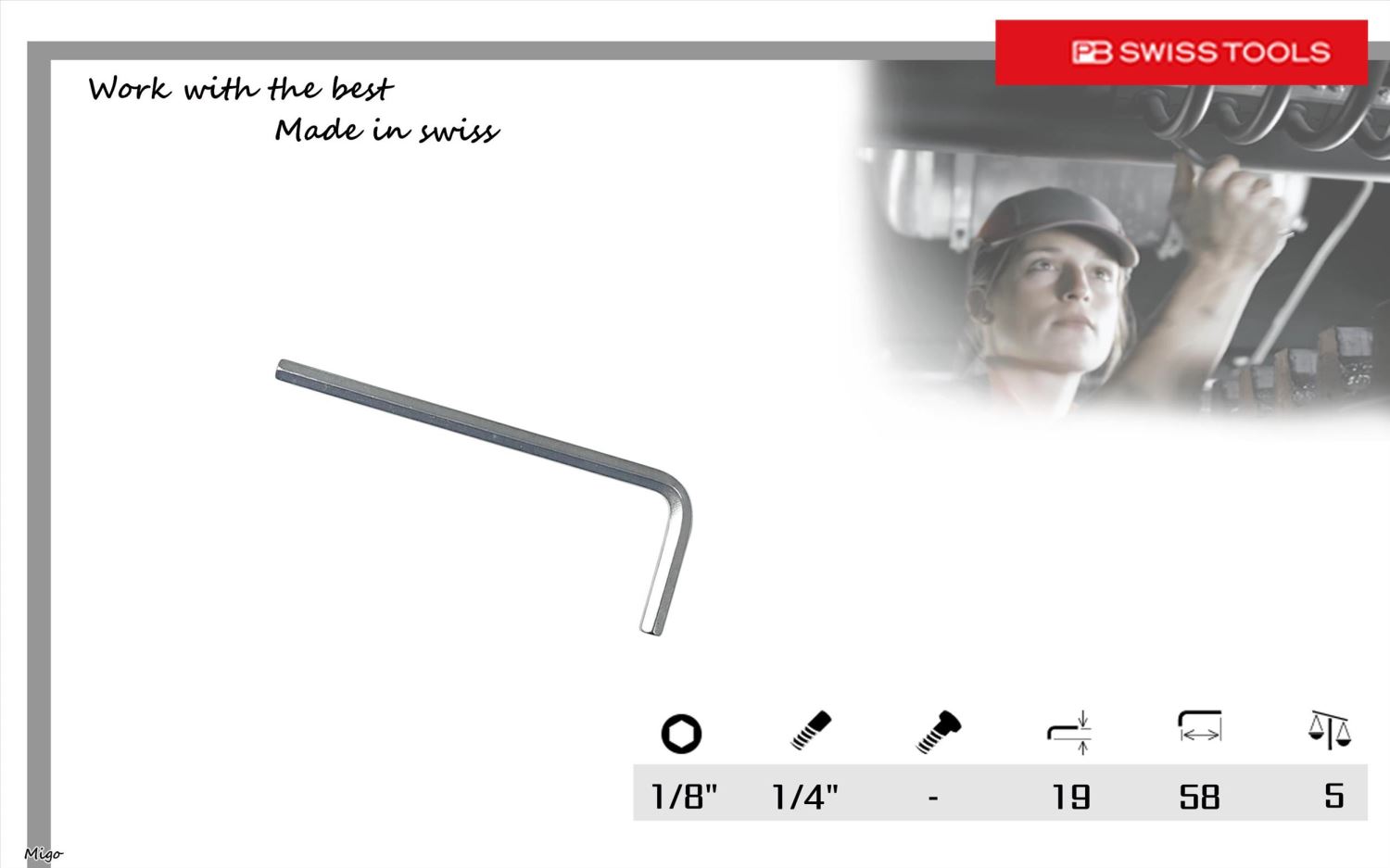 PB 213 1/8"(英制:1/8")內六角扳手