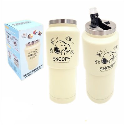 Snoopy 史努比  SP-1308 彈扣不鏽鋼吸管杯    4712977463080