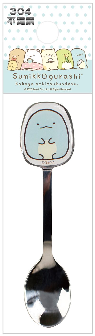 敦景  Sumikko Gurashi 角落生物-小夥伴 SG68611 兒童不鏽鋼造型湯匙  -  a恐龍.b白熊.c貓咪. d企鵝. e豬排