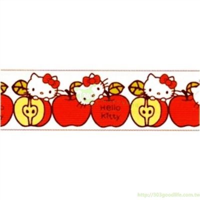 三麗鷗 Hello Kitty 凱蒂貓. 紅.蘋果.大臉 和紙膠帶   H3855 寬25mm   4901610581117