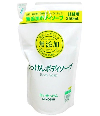 日本製 MIYOSHI 白色無添加沐浴精-補充包350ml    4904551100331