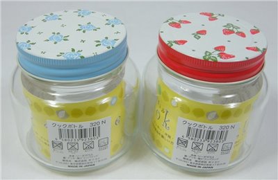 日本製  S4765 玫瑰花 / 草莓圖案  玻璃罐 320N   4580233923803