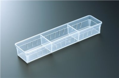 日本製  inomata 0072  刀叉餐具分格整理收納盒(細長)-白 / -透
