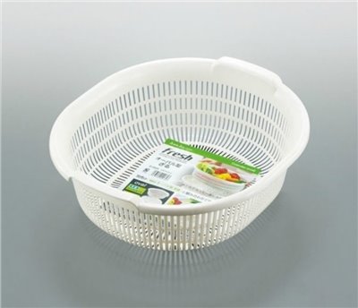 日本製   SANADA        A-5524 fresh  橢圓形瀝水籃 - 綠色 / 白色