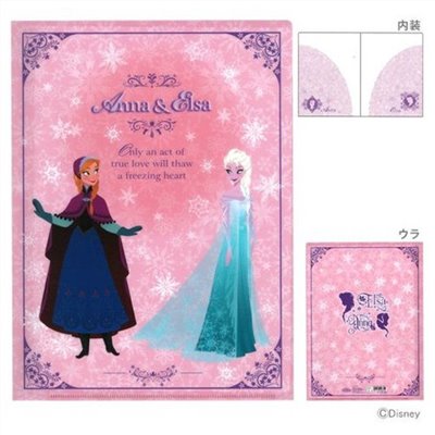 日本製  Disney迪士尼 冰雪奇緣 公主 粉色A4對開資料夾S2157497   4901770448312