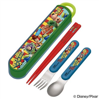日本製 迪士尼Disney玩具總動員 抽取式隨身環保 湯匙+筷子+收納盒3件組 4973307283826