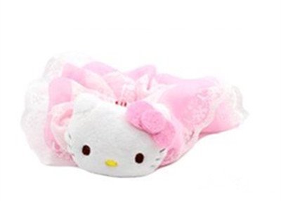 三麗鷗系列  Hello Kitty 凱蒂貓  KT-1143 絨毛立體頭 花邊髮圈 4712977461437