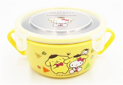 台灣製  三麗鷗系列  Hello Kitty凱蒂貓不鏽鋼扣環雙耳隔熱碗 -單入  4712977463530