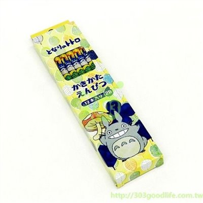 日本製 宮崎駿TOTORO龍貓 .魔女宅KIKI&JIJI 2B鉛筆12入/盒~ 1115-2 水彩風 /幸運草 /白貓百合/花邊圖案 