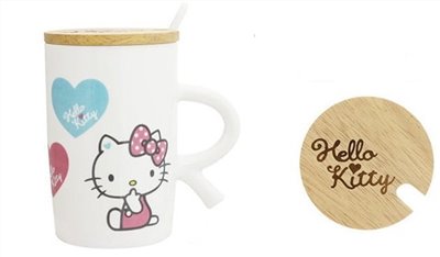 三麗鷗系列  Hello Kitty 凱蒂貓 快客馬克杯(附木蓋.湯匙)  4713968221955