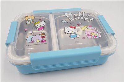 三麗鷗系列  Hello Kitty凱蒂貓 巧扣不鏽鋼分隔便當盒  980 ml ~ 黃  / -粉 / -藍