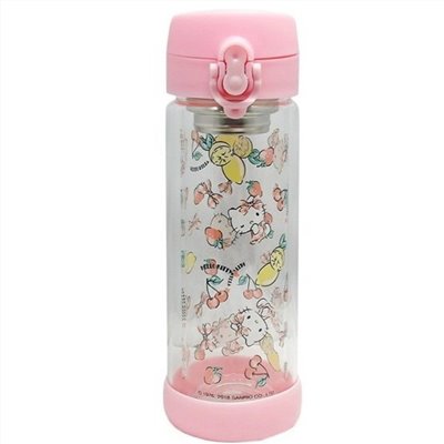 三麗鷗系列  Hello Kitty 凱蒂貓  雙層玻璃水壺 . 彈蓋雙層玻璃水壺300ml ~ KT-1416 -粉 / KT-1417-藍