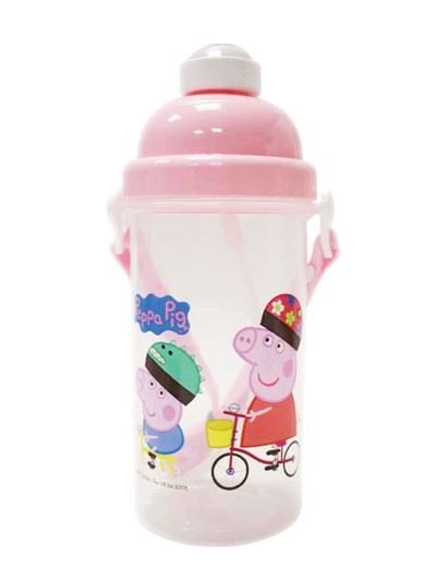 台灣製  敦景Peppa Pig佩佩豬  PP彈跳吸管水壺   500cc ~ PP54021a-粉. PP54021b-藍