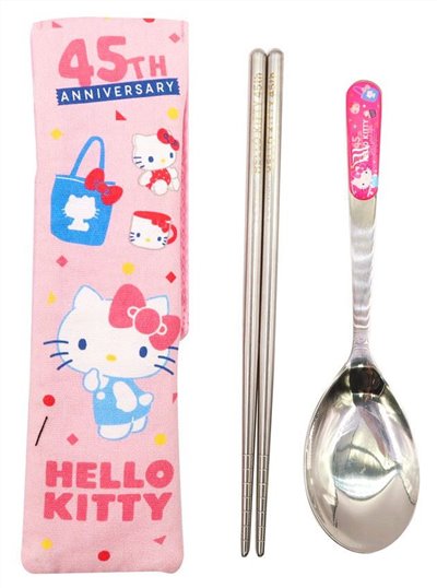 三麗鷗系列 Hello  Kitty 凱蒂貓 KT-1586  帆布典雅餐具套組  4712977465862