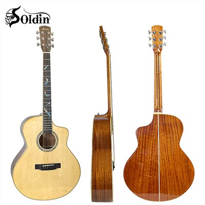 Soldin SA-4372B 英格曼/桃花芯-41吋JF桶缺角型全單板吉他/亮光原木色/附吉他套/原廠公司貨