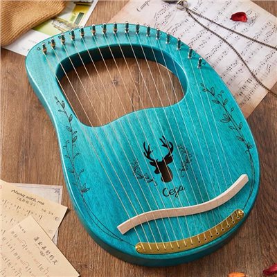 JYC Music SC-1手工迷你豎琴-水藍色/16弦萊卡琴/全桃花心木/含琴包及調音槌