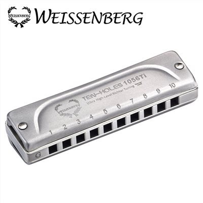 WEISSENBERG 1056TI 進階者特級款/鈦原色/10孔藍調口琴