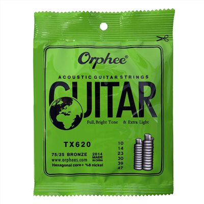 Orphee 嚴選TX-620木吉他套弦 (10-47)-黃銅合金技術/六角碳鋼/三包裝
