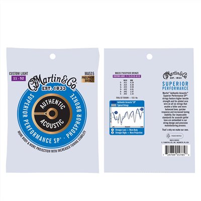 最新款Martin MA535 磷青銅/紅銅 11-52 木吉他弦-10包量販組 / 加贈3好禮/ 原廠公司貨