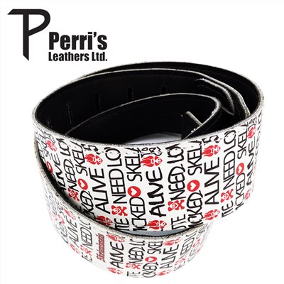PERRIS 嚴選骷髏兔皮革吉他背帶-M款白色/原廠公司貨/庫存品超低價出清