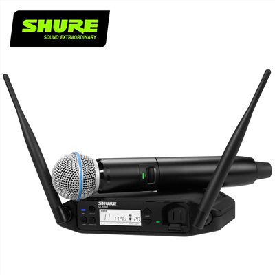SHURE GLXD24+/B58 手持式人聲BETA®58A麥克風/高級數位無線麥克風系統-PLUS款最新5.8G技術/原廠公司貨