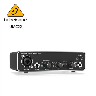 BEHRINGER UMC22 錄音介面 -帶Midas麥克風前置放大器 2x2 USB音頻接口/原廠公司貨