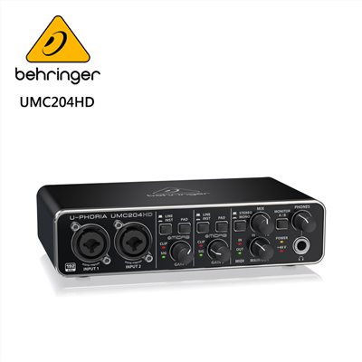 BEHRINGER UMC204HD 錄音介面 -帶Midas麥克風前置放大器 2x4、24位/ 192 kHz USB音頻接口/原廠公司貨