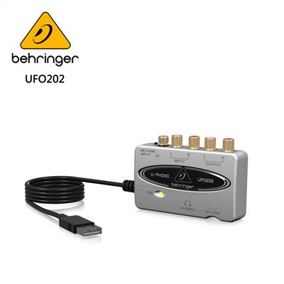 BEHRINGER UFO202 錄音介面 -帶有內置唱機前置放大器 / USB 接口，可對磁帶和黑膠唱片進行數位處理/原廠公司貨