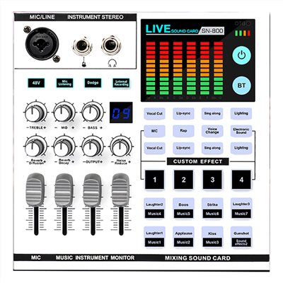 JYC Music新款 SN-800 專業直播聲卡混音器-手機電腦樂器兼容/K歌48V專用/英文介面款