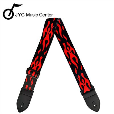 JYC Music 嚴選木吉他針織背帶A04-紅色火焰款/加贈三好禮/原廠公司貨