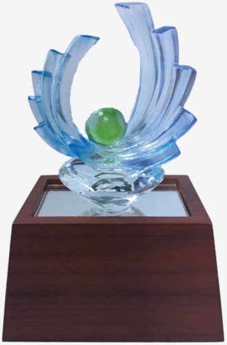 琉璃獎座-木座+水晶+琉璃-特製獎座(旭日東昇)