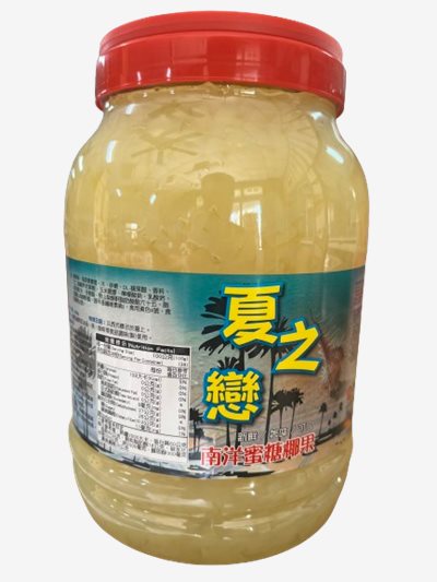 夏之戀椰果3.8公斤桶裝，天然Q彈果丁，糖水調製即開即用。適合奶茶店、甜品、剉冰與水果杯使用，大容量高CP值，椰果批發首選，台南高雄屏東快速配送