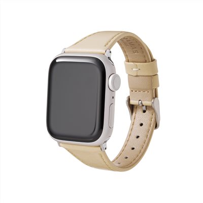 GRAMAS Apple Watch 44/45/46/49mm 莫蘭迪仕女真皮錶帶-象牙白