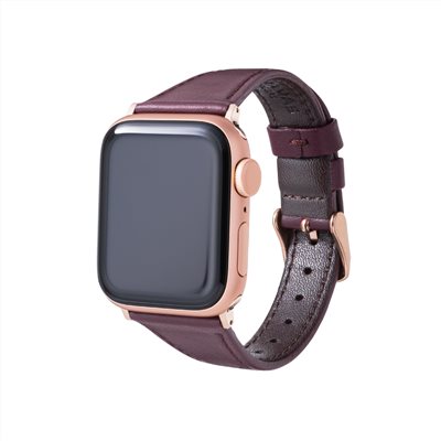 GRAMAS Apple Watch 38/40/41/42mm 莫蘭迪仕女真皮錶帶-酒紅